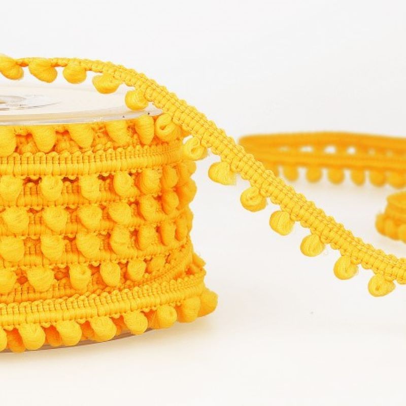 Pom Pom Mini Bobble Trim 10mm Wide - Mustard Yellow #81