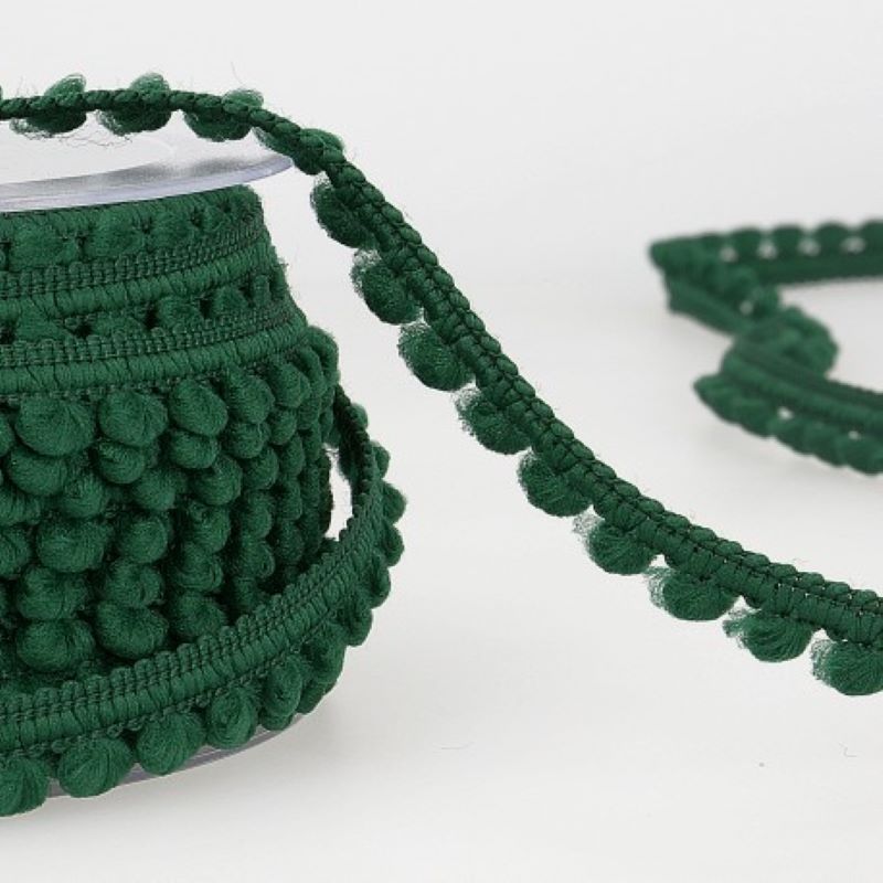 Pom Pom Mini Bobble Trim 10mm Wide - Bottle Green #67