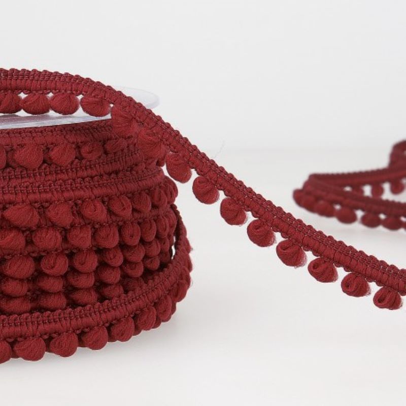 Pom Pom Mini Bobble Trim 10mm Wide - Burgundy #72