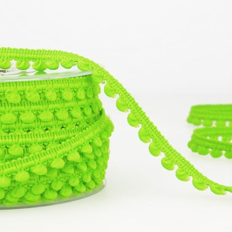 Pom Pom Mini Bobble Trim 10mm Wide - Green #16