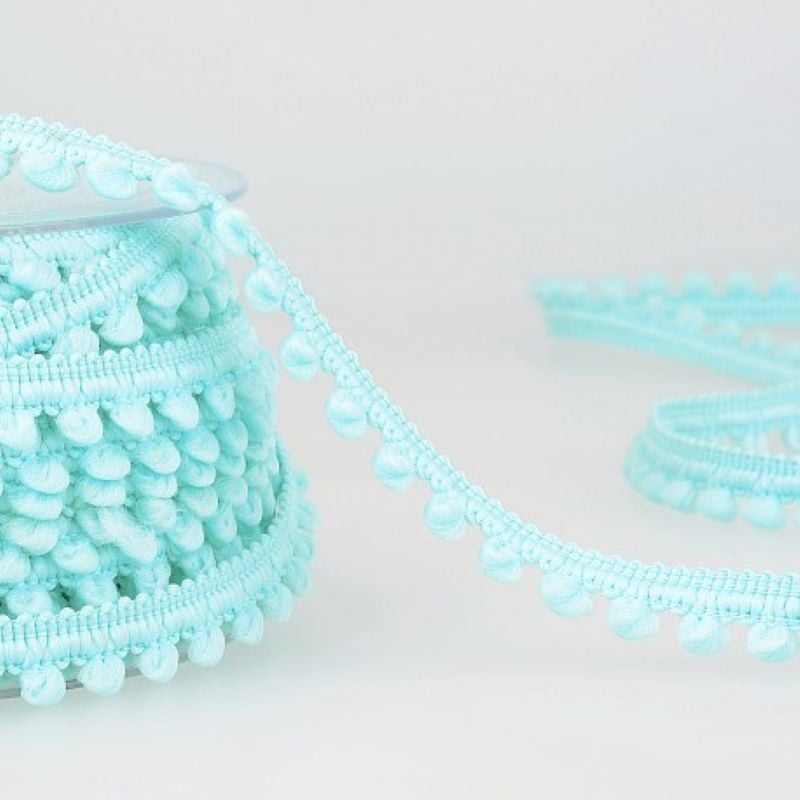 Pom Pom Mini Bobble Trim 10mm Wide - Light Turquoise #03