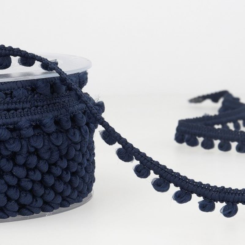 Pom Pom Mini Bobble Trim 10mm Wide - Dark Navy #27