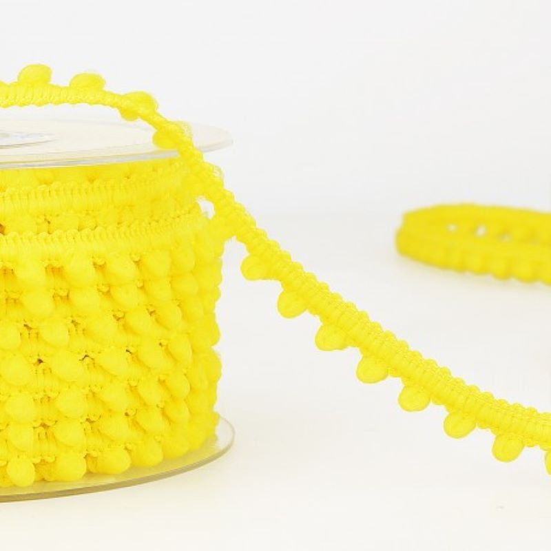 Pom Pom Mini Bobble Trim 10mm Wide - Neon Yellow #201