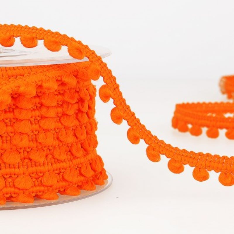 Pom Pom Mini Bobble Trim 10mm Wide - Orange #83