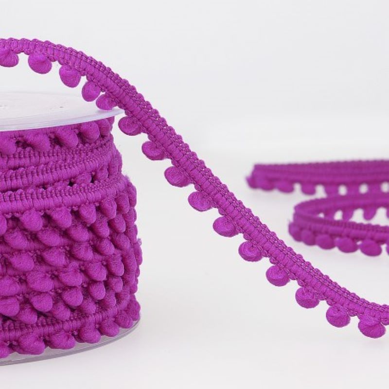 Pom Pom Mini Bobble Trim 10mm Wide - Plum #89