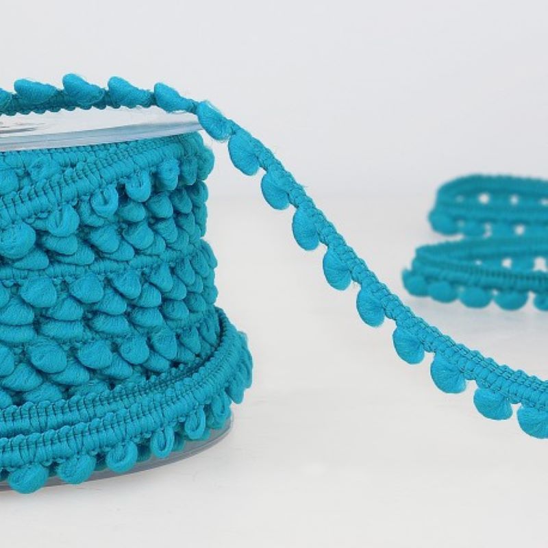 Pom Pom Mini Bobble Trim 10mm Wide - Teal #105