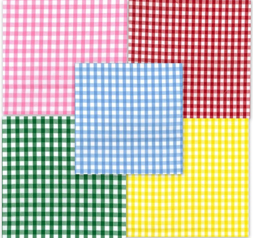 Clearance Gingham 1/4" Fabric 112cm (44") Wide Sold per Fat Qtr 5 Colours to Choose