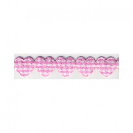 Padded Hearts Gingham Garland Trim 15mm - Baby Pink #74