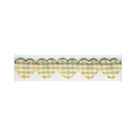 Padded Hearts Gingham Garland Trim 15mm - Coffee #40