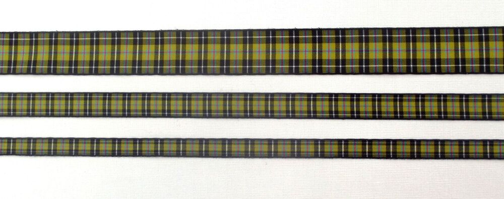 Tartan Ribbon Cornish National 10/16/25/38mm Widths Sold per metre Mustard Yellow