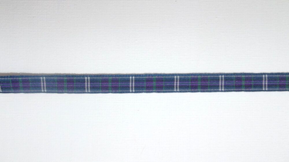 Tartan Ribbon Pride of Bannockburn 7/10/16/25/38mm Widths Sold per metre Purple