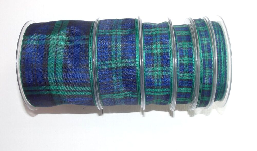 Tartan Ribbon Black Watch 7/10/16/25/38/70mm Widths Sold per metre