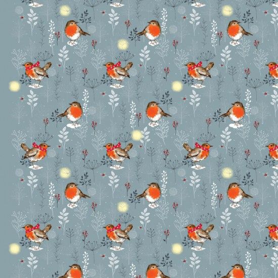 Christmas Fabric Winter Moon 112cm (44") Wide Sold as FQ, 1/2m or 1m Robins 80970-102