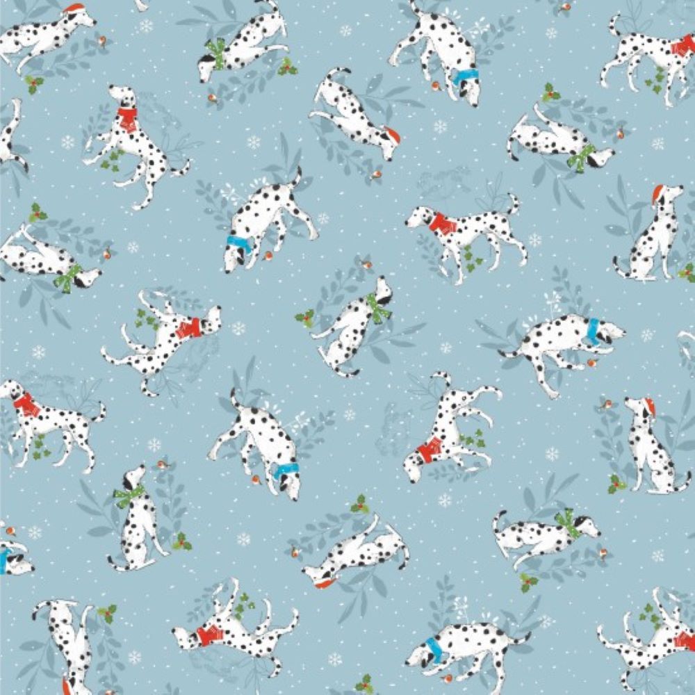 Christmas Fabric Winter Wonderland 112cm (44") Wide Sold as FQ, 1/2m or 1m Dalmatians 81370-103