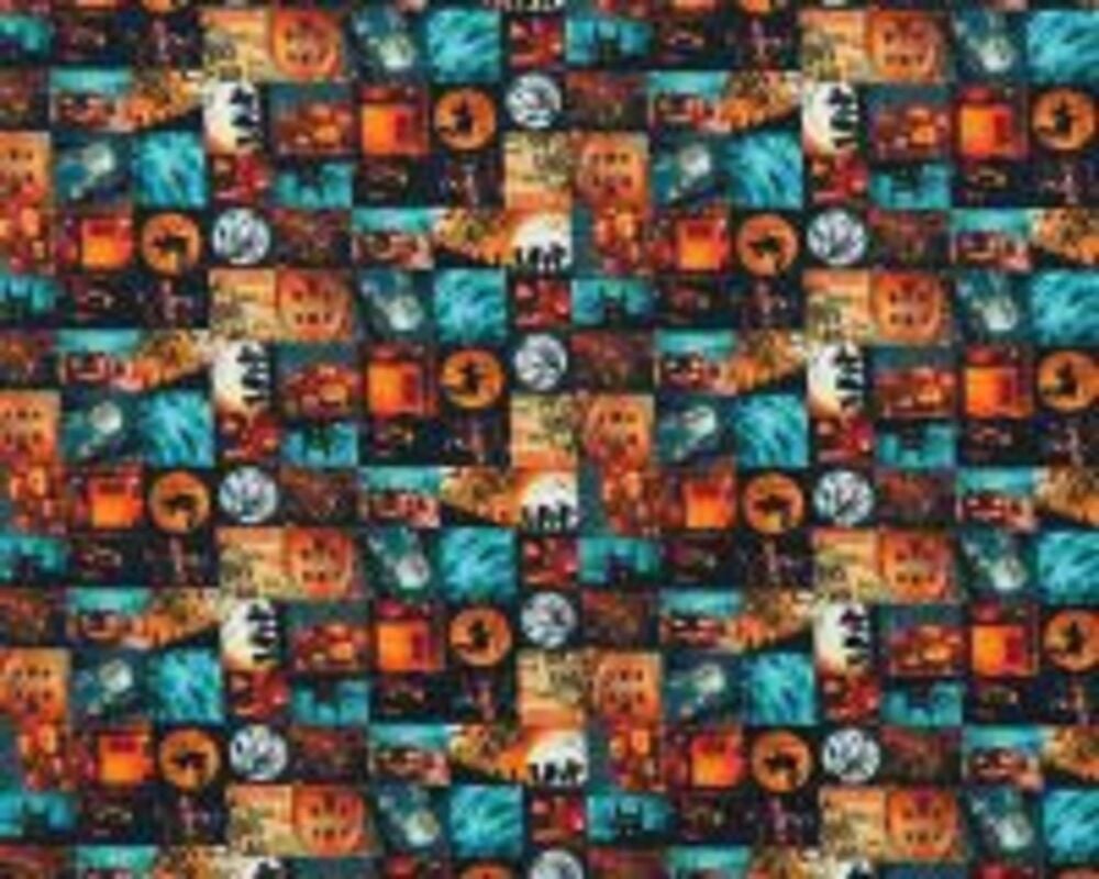 Halloween Fabric 112cm (44") Wide Fat Qtrs Witches Patchwork Pumpkins Orange