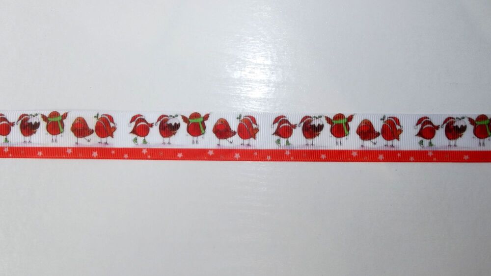 Christmas Grosgrain Ribbon 22mm Wide Sold per Metre Robins Red