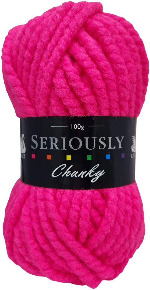 Seriously Chunky Yarn 100g Neon Pink 6534