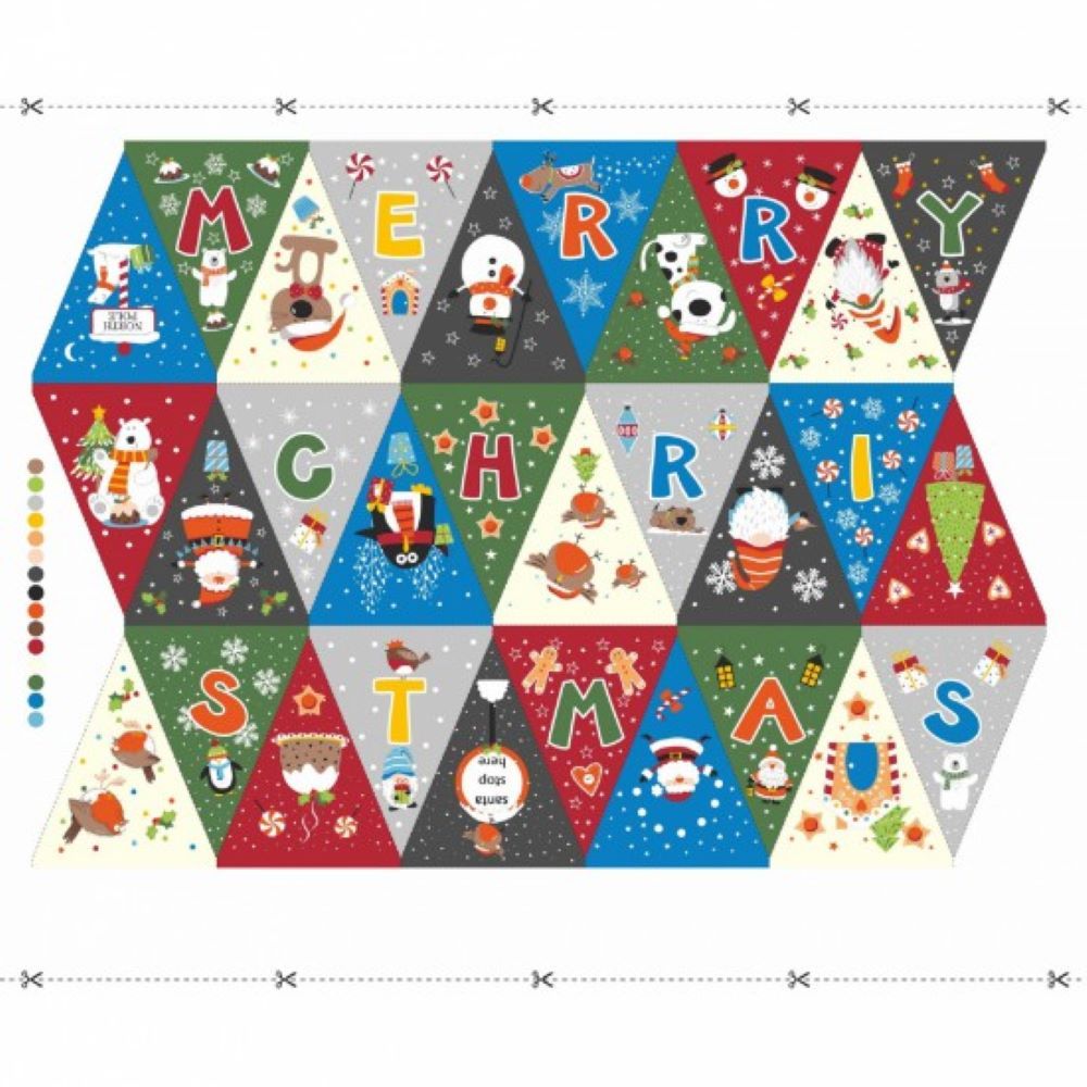 Merry Christmas Bunting Panel (Large) by Nutex 90cm x 112cm approx