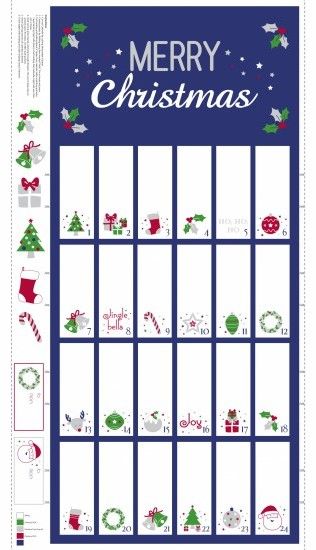 Fold Up Christmas Advent Panel by Nutex 60cm x 110cm approx Navy/White