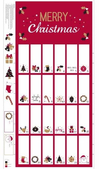 Fold Up Christmas Advent Panel by Nutex 60cm x 110cm approx Red/Cream