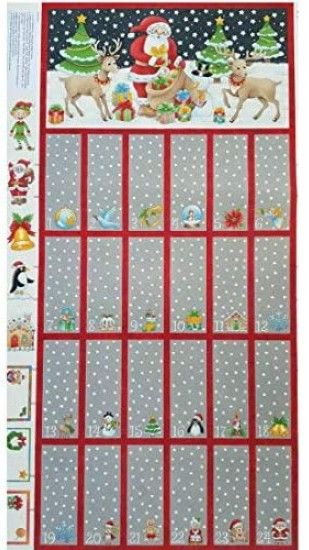 Fold Up Christmas Advent Panel by Nutex 60cm x 110cm approx Silver Grey