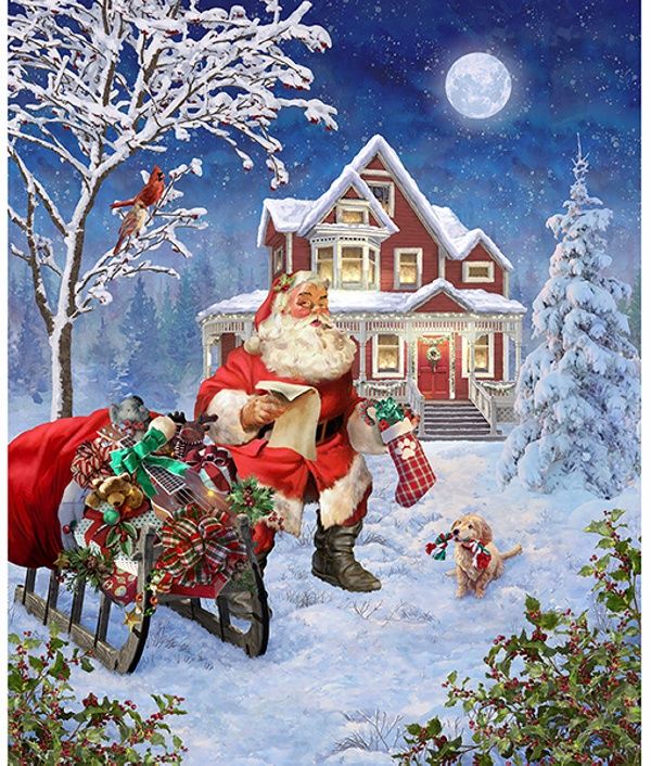 Santa's Arrival Large Picture Panel by Robert Kaufmann 90cm x 110cm approx