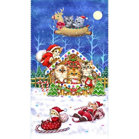 Christmas Kittens Home Sweet Home Picture Panel by Studio E 60cm x 110cm