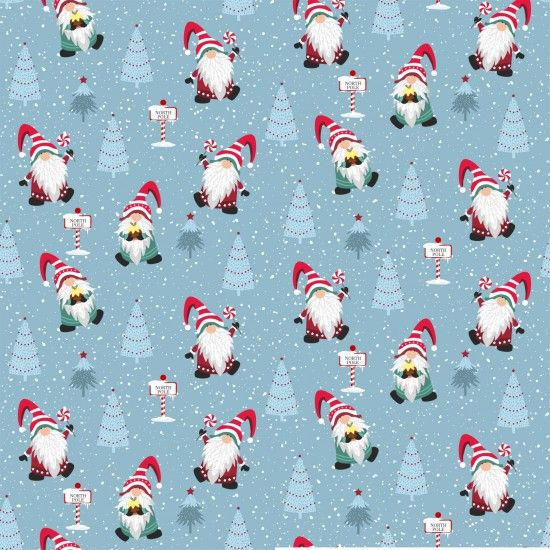 Christmas Fabric Santa Gonks North Pole 112cm (44") Wide Sold as FQ, 1/2m, 1m 81170-101