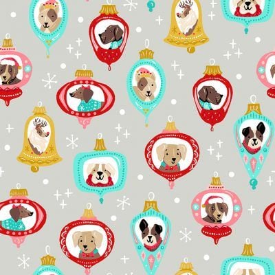 Christmas Fabric Furry & Bright 112cm Wide Sold as FQ, 1/2m, 1m 2/584C Orna