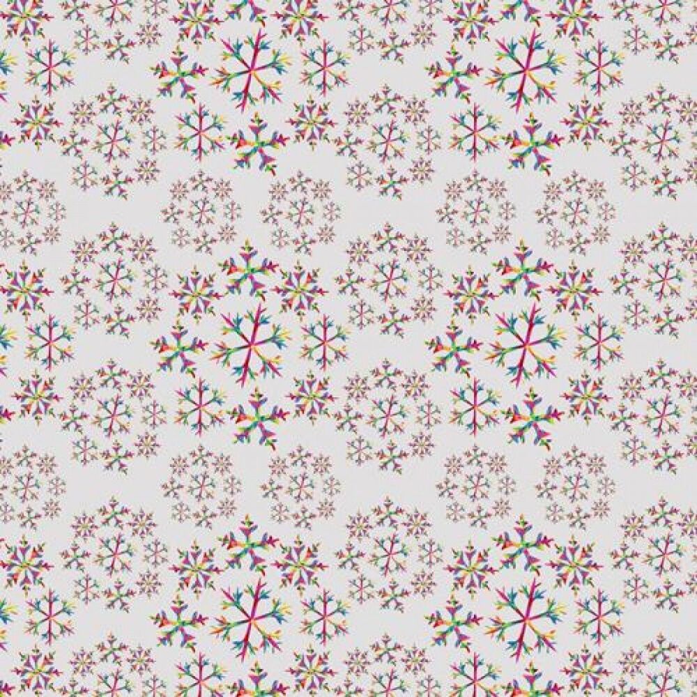 Christmas Fabric Rainbow Snowflakes 140cm Wide by Crafty Fabrics Sold as FQ, 1/2m, 1m CC343 Silver