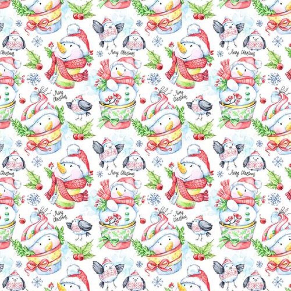 Christmas Fabric Jolly Snowmen 140cm Wide by Crafty Fabrics Sold as FQ, 1/2m, 1m CC354 White