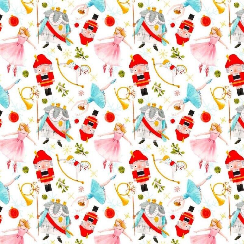 Christmas Fabric Nutcracker 140cm Wide by Crafty Fabrics Sold as FQ, 1/2m, 