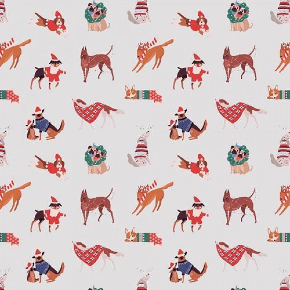 Christmas Fabric Christmas Dogs 140cm Wide by Crafty Fabrics Sold as FQ, 1/