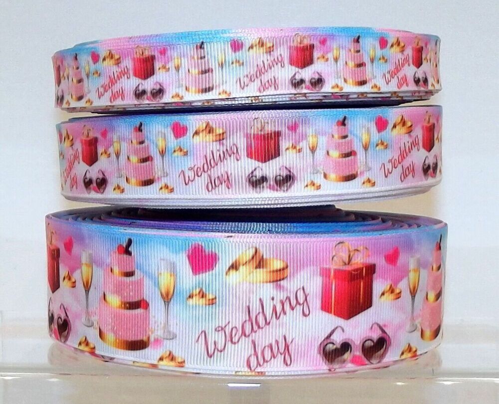 Wedding Day Grosgrain Ribbon 16/22/38mm Wide Sold per Metre Pink