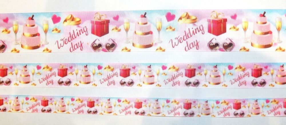 Wedding Day Grosgrain Ribbon 16/22/38mm Wide Sold per Metre Pink