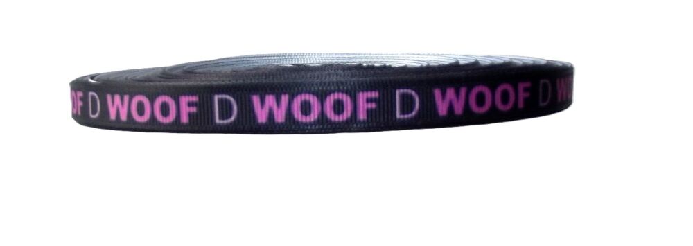 Woof Grosgrain Ribbon 10mm Wide - Sold per Metre Red or Purple