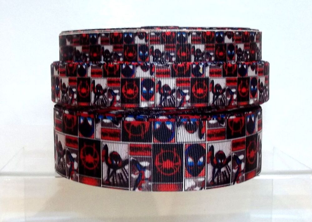 Spiderman Grosgrain Ribbon 16/22/38mm Wide - Sold per Metre Red