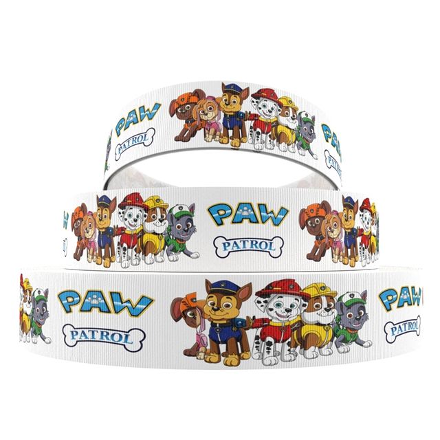 Paw Patrol Grosgrain Ribbon 16/22/38mm Widths Sold per Metre White