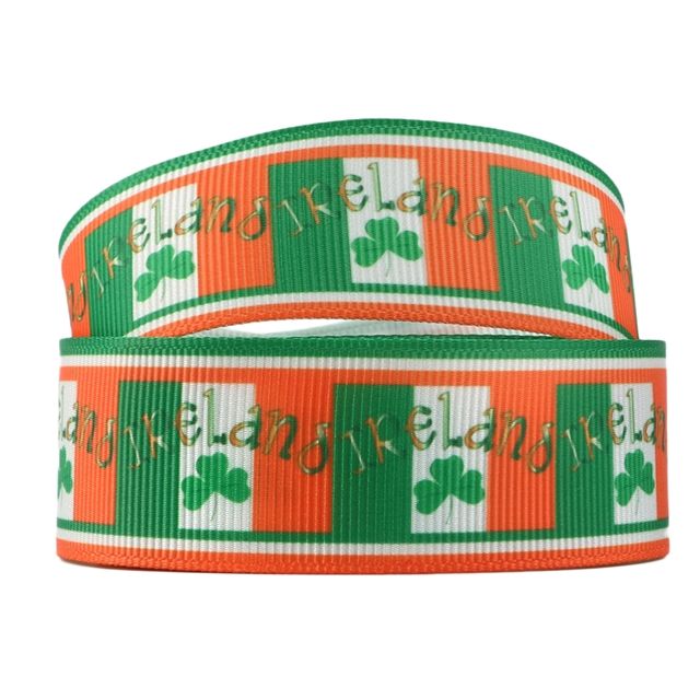 Irish Flag Grosgrain Ribbon 25mm Wide Sold per metre