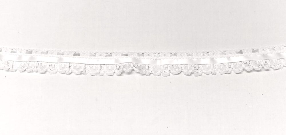 Lace with Satin Ribbon Centre 30mm Wide White