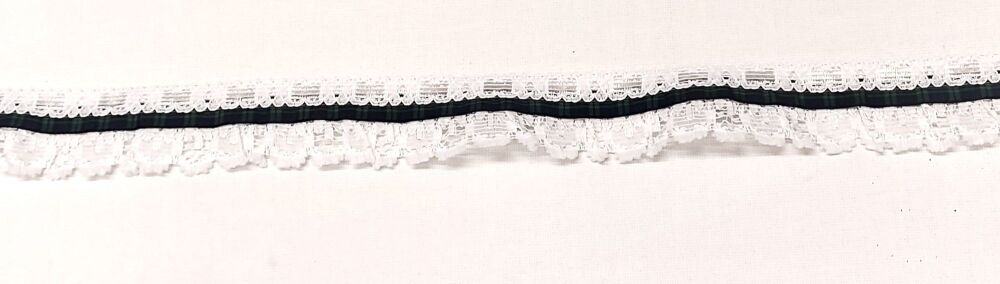 Lace with Satin Ribbon Centre 30mm Wide Tartan Black Watch