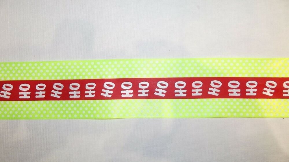 Christmas Ho Ho Ho Satin Ribbon 62mm Wide - Sold per metre