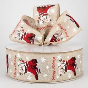 Wire Edge Christmas Ice Skates Ribbon 62mm Wide - Sold per metre