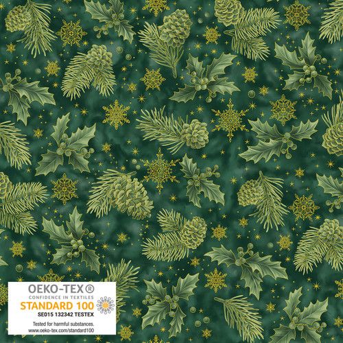 Glitter Fabric 112cm (44") Wide by Stof Sold as FQ, 1/2m, 1m Holly 4591-002 Bottle Green