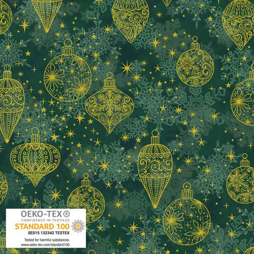 Glitter Fabric 112cm (44") Wide by Stof Sold as FQ, 1/2m, 1m Baubles 4591-011 Bottle Green