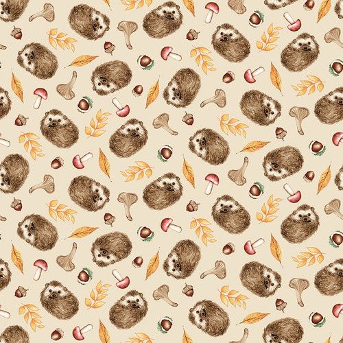 Foliage and Fur Coat Fabric 112cm (44") Wide by Studio E Sold as FQ, 1/2m, 1m 7658-33 Hedgehogs