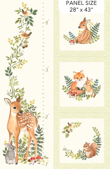 Woodland Babes Height and Block Panel by Northcott Fabrics 60cm x 110cm app