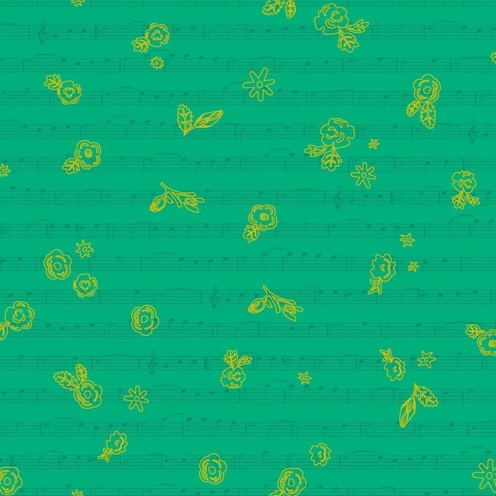 Soliloquy Fabric 112cm (44") Wide Sold as FQ, 1/2m or 1m 2/1222G Singalong Fern Green