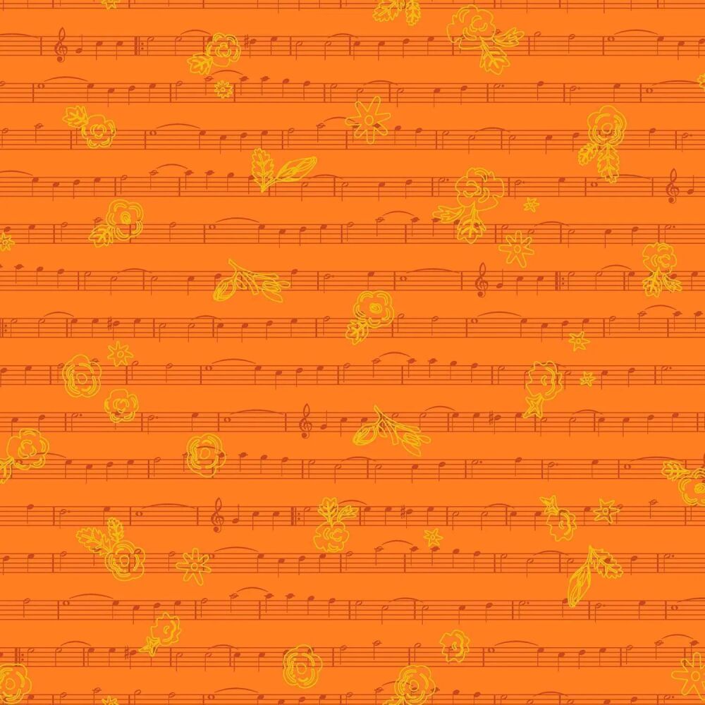 Soliloquy Fabric 112cm (44") Wide Sold as FQ, 1/2m or 1m 2/1222O Singalong Marigold Orange