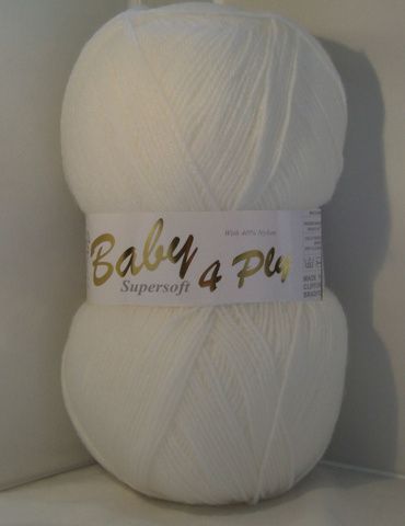 Supersoft 4 Ply Baby Yarn 100g White 1800 Knitting Crochet Crafts